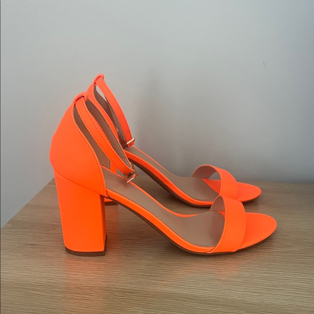 Amazon Vibrant Orange Block Heel Sandals